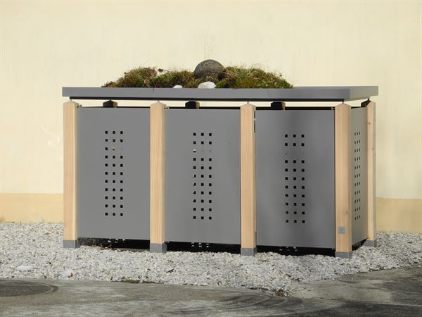 Mülltonnenbox verzinkt TRIO für drei Tonnen - 120 l oder 240 l