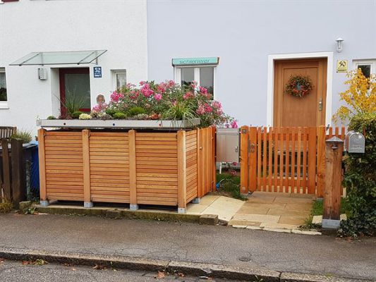 Mülltonnenhaus Holzlatten waagerecht