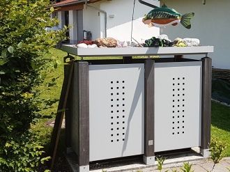 Mülltonnenbox verzinkt DUO für zwei Tonnen - 120 l oder 240 l