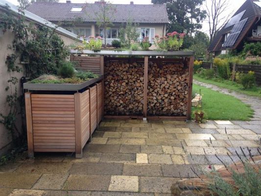 Tonnenbox Holzlatten waagerecht