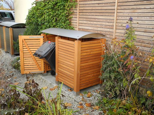 Mülltonnenbox mit ARCO Dach für 2 Tonnen von Gartenakzente